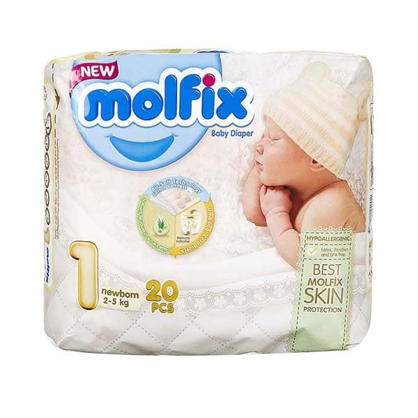 پوشک مولفیکس نوزادی سه بعدي شماره 1 كوچک molfix