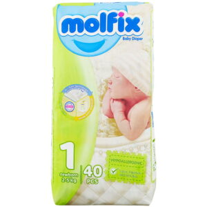 14917پوشک مولفیکس نوزادی به همراه دستمال مرطوب شماره ۱ Molfix