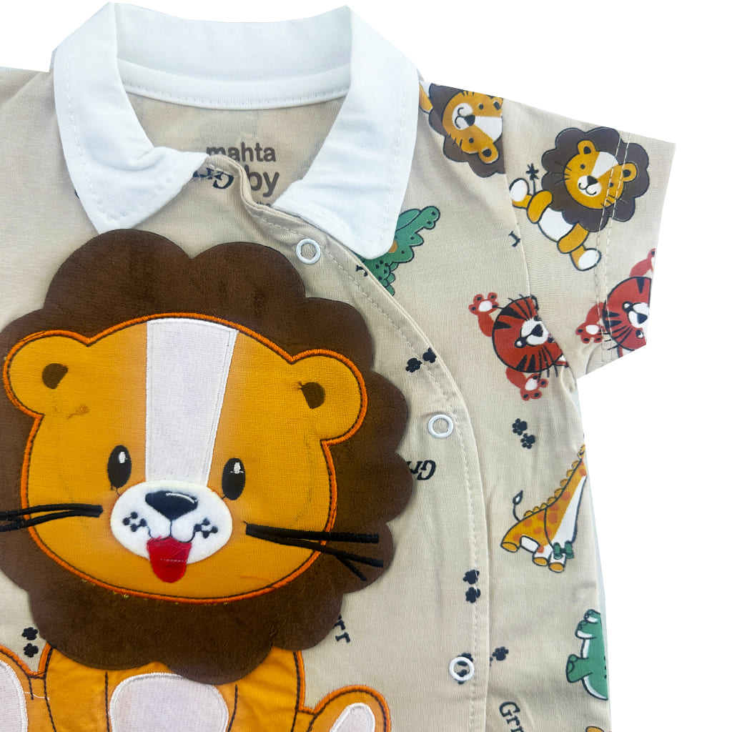 سرهم (رامپر) نخی آستین کوتاه شیر کرمی مهتا Mahta2