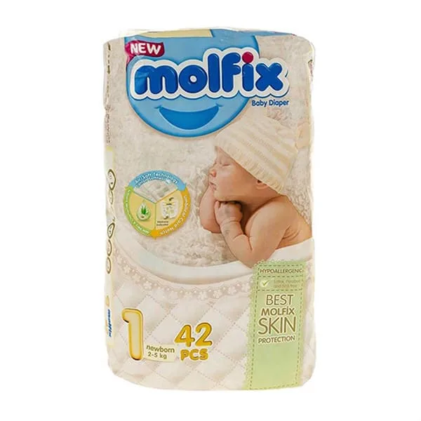 پوشک مولفیکس نوزادی به همراه دستمال مرطوب شماره ۱ Molfix