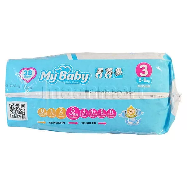 پوشک مای بیبی سایز 3 بزرگ 38 عددی My Baby