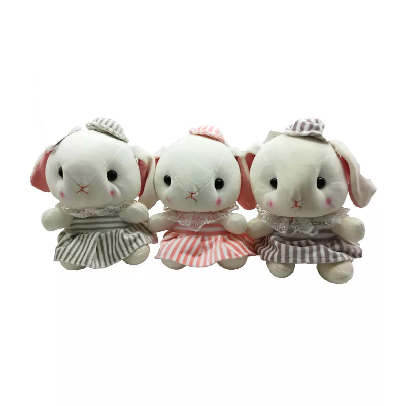 عروسک خرگوش دامن راه راه کلاه دار