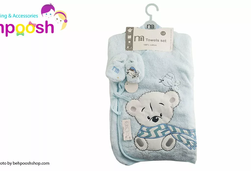 ست حوله تن پوش لوکس خرسی شالدار مادركر Mothercare