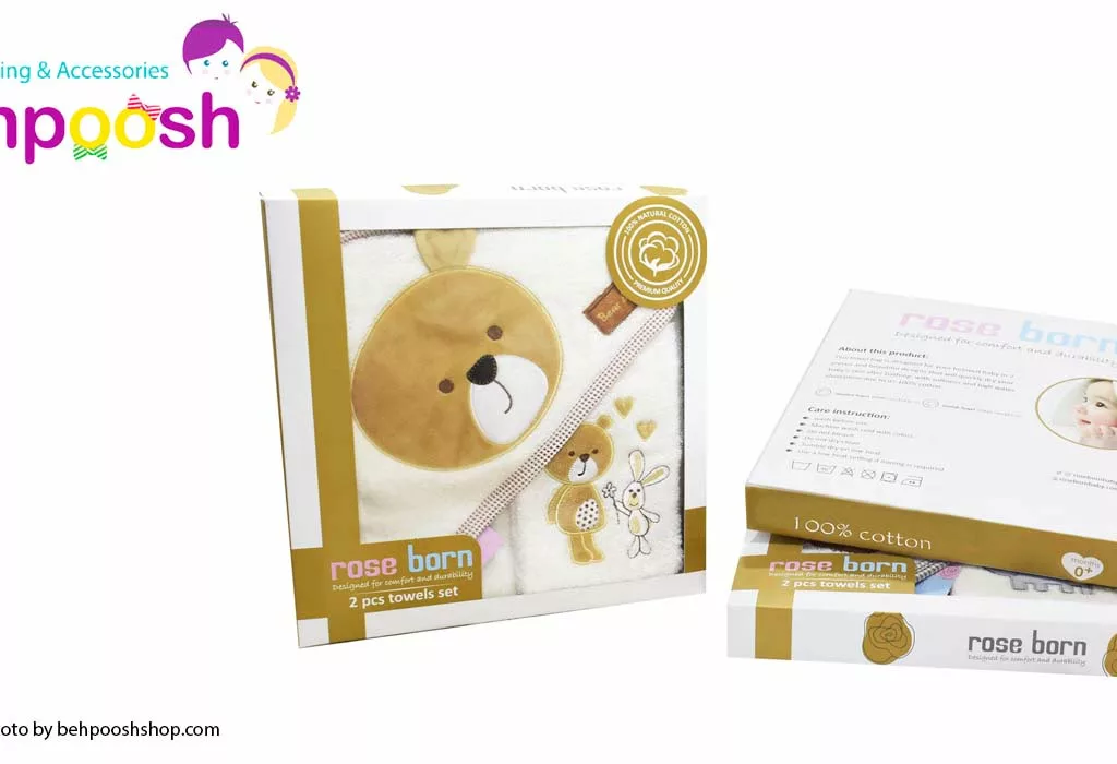 حوله 2تكه چهارگوش خرس و خرگوش رزبرن RoseBorn