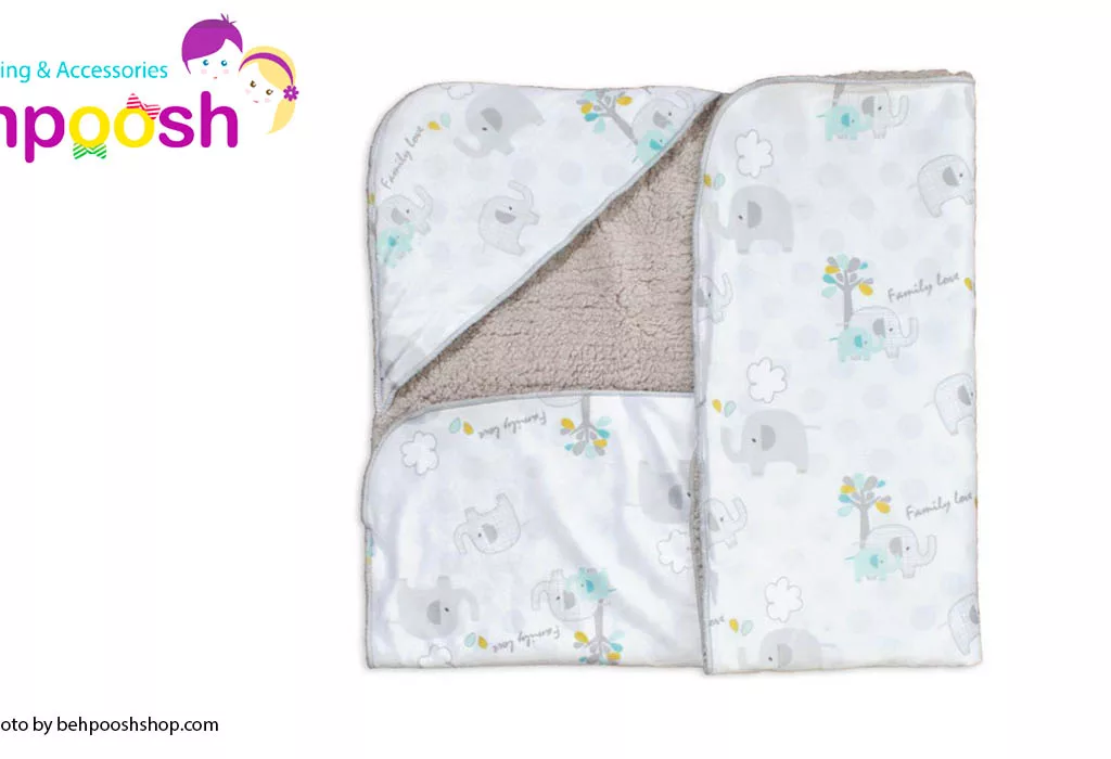 پتو دورپیچ کلاه دار چهارگوش طرح Family Love رزبرن RoseBorn