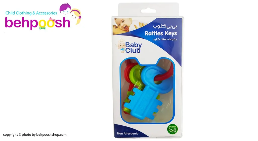 جغجغه دندان گیر دسته کلید طلقی Baby Club