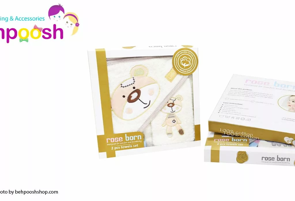 حوله 2تكه چهارگوش Little Bear خرس کوچولو رزبرن RoseBorn