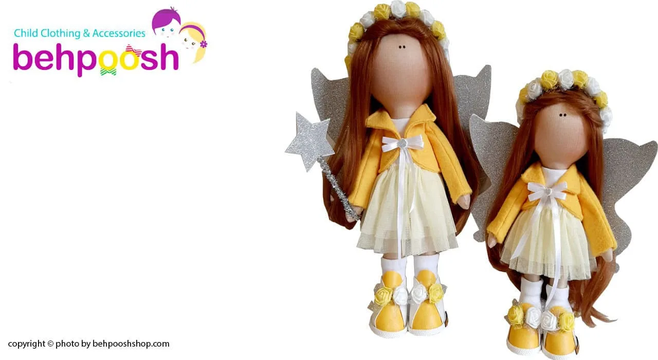 عروسک دخترانه روسی سارافون تاج گلدار موبلند بالدار Rezvan