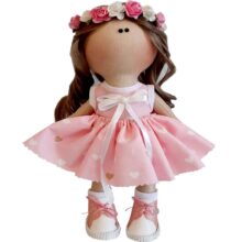 عروسک دخترانه روسی سارافون ريزقلب پاپيوندار تاج گلدار Rezvan