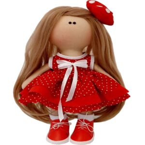 عروسک دخترانه روسی پيراهن خالدار پاپيونی گیره دار رضوان