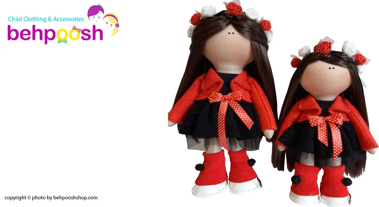 عروسک دخترانه روسی كت سارافون پاپوندار گلدار Rezvan