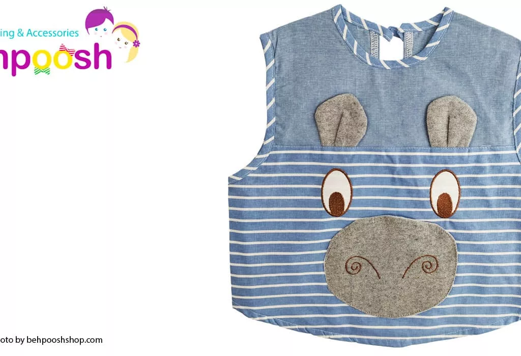 پیش بند نوزاد یقه ب ب چیندار دكمه ای