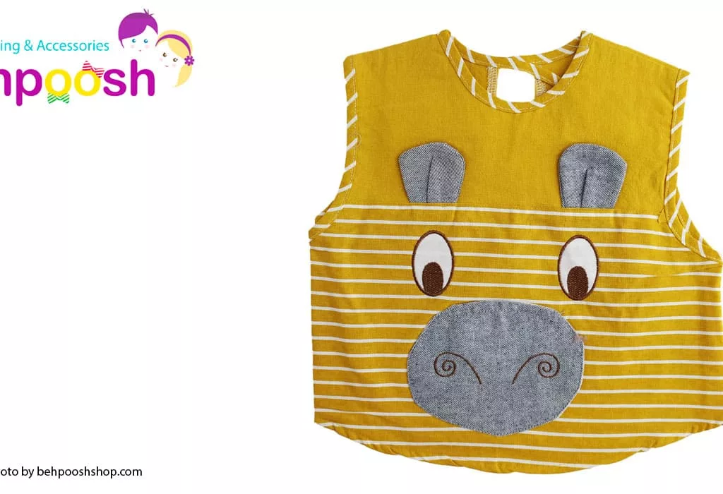 پیش بند نوزاد یقه ب ب چیندار دكمه ای