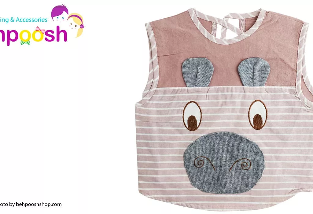 پیش بند نوزاد یقه ب ب چیندار دكمه ای