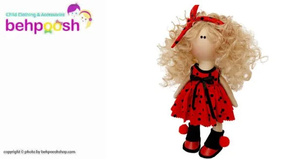 عروسک روسی سارافون خالدار پاپيونی فر كشدار Rezvan