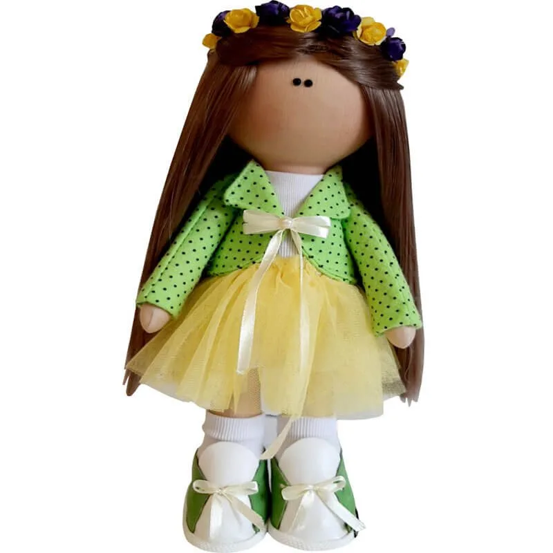 عروسک دخترانه روسی كت سارافون توری تاج گلدار Rezvan