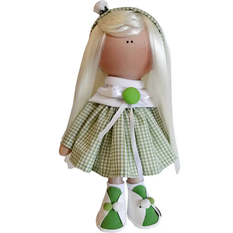 عروسک دخترانه روسی پيراهن 4خانه شال پاپيوندار Rezvan