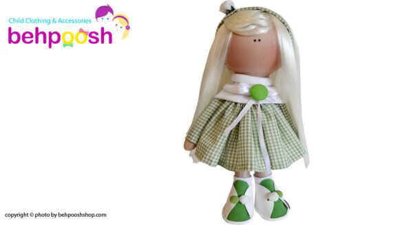 عروسک دخترانه روسی پيراهن 4خانه شال پاپيوندار Rezvan