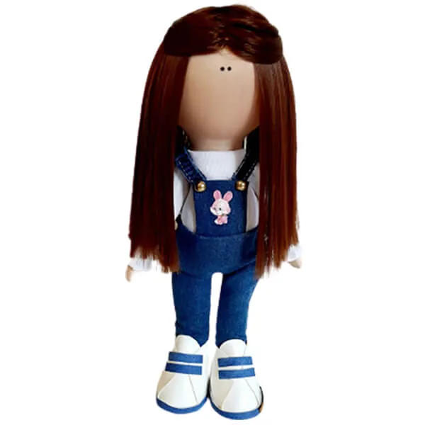 عروسک دخترانه روسی شلوارپيشبندی جين چاپ خرگوش Rezvan