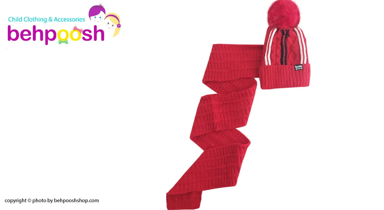 شال کلاه بافتنی بچگانه طرح راه راه