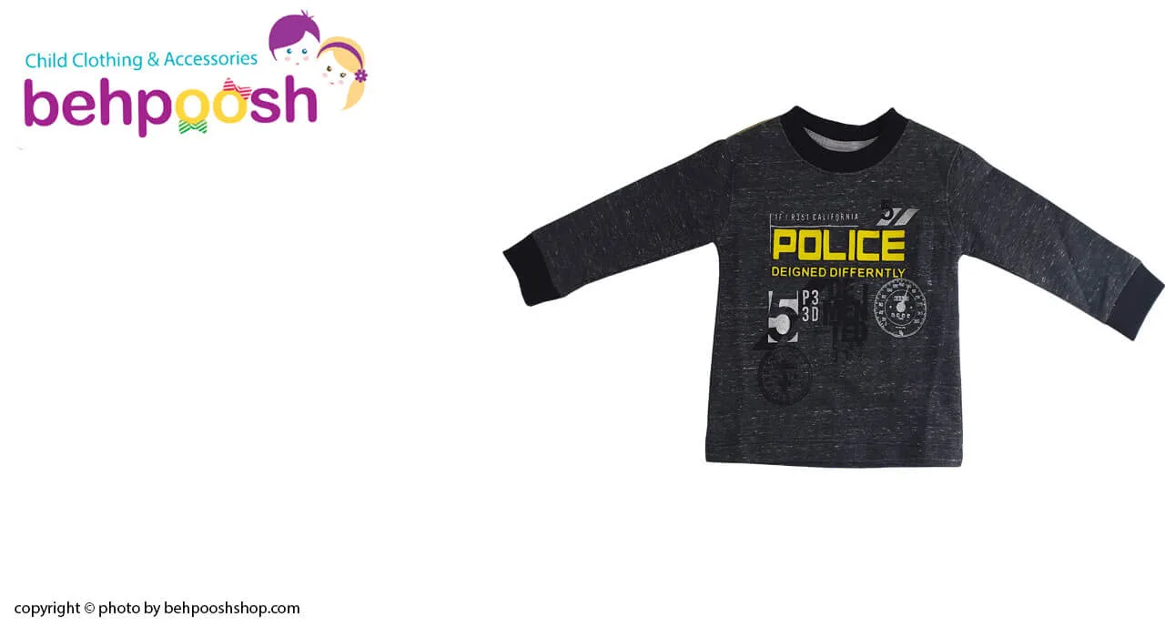 بلوزشلوار کودک نخی آستین بلند طرح پليس TopTeen