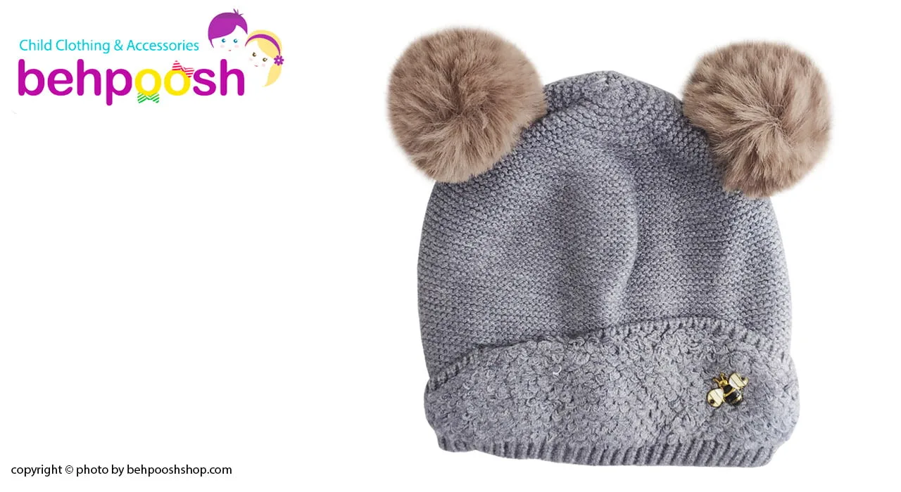 تک کلاه ريزبافت دو پوم زنبور آستردار