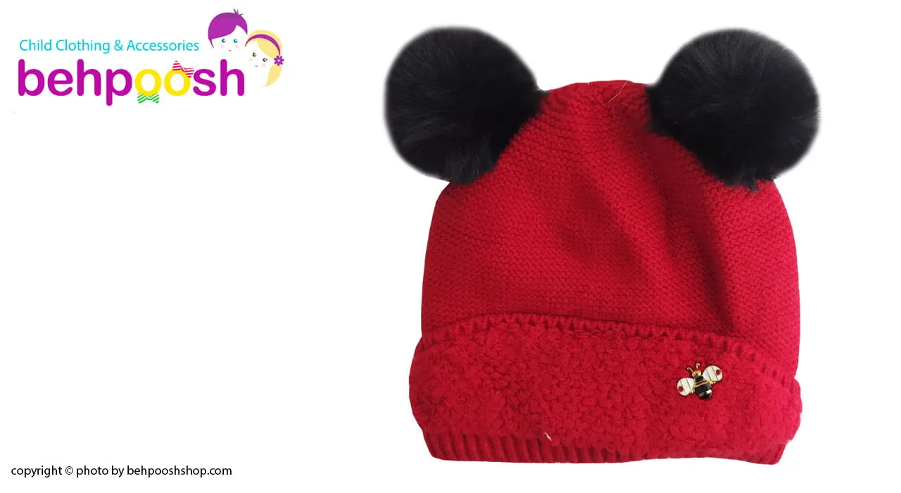 تک کلاه ريزبافت دو پوم زنبور آستردار