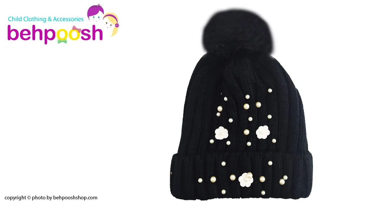 کلاه بچگانه بافتنی مروارید دار کش بافت کرکی