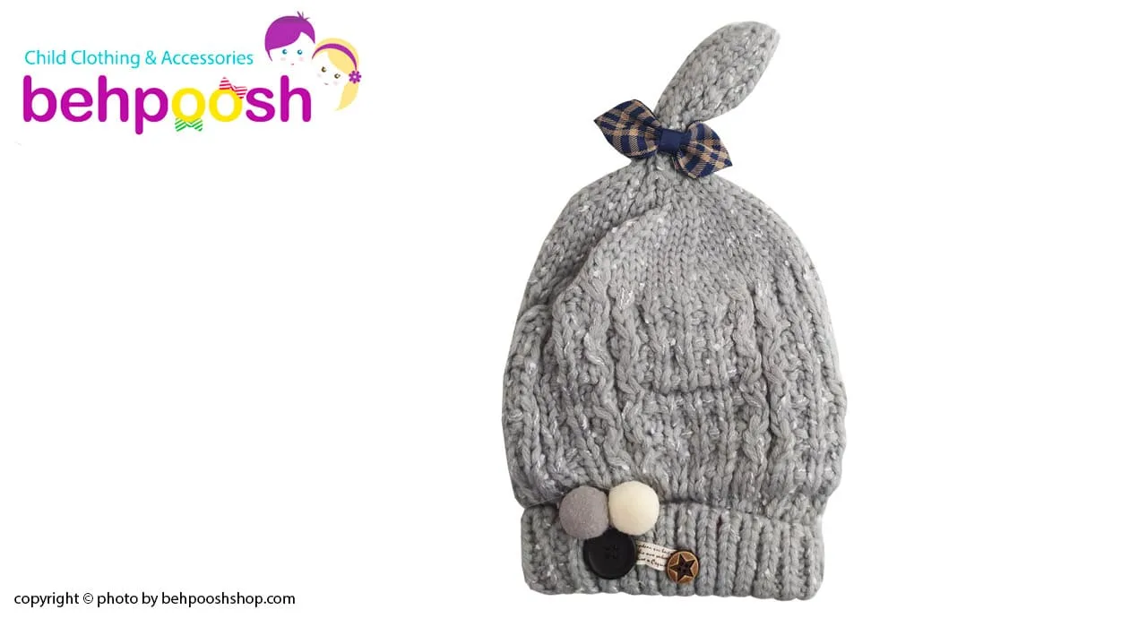 کلاه بافت تو کرکی بچگانه پاپیون دار