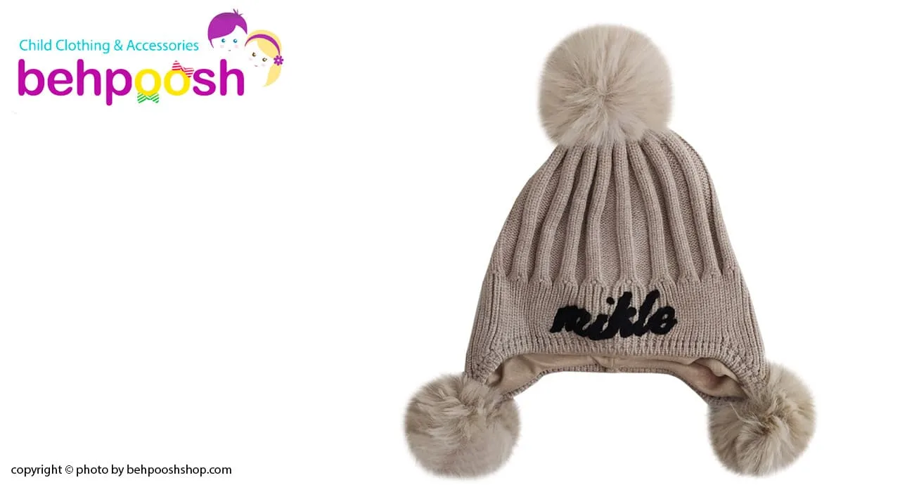 کلاه بچگانه بافت کبریتی پوم دار زمستانی