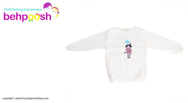 بلوز دخترانه آستین بلند طرح دختر قلبی