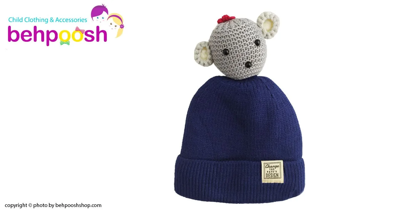 کلاه بافتنی کودک سر عروسکی زمستانی