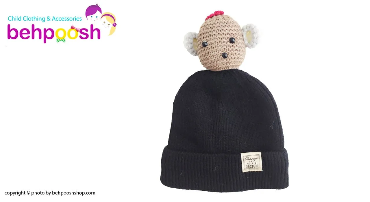 کلاه بافتنی کودک سر عروسکی زمستانی