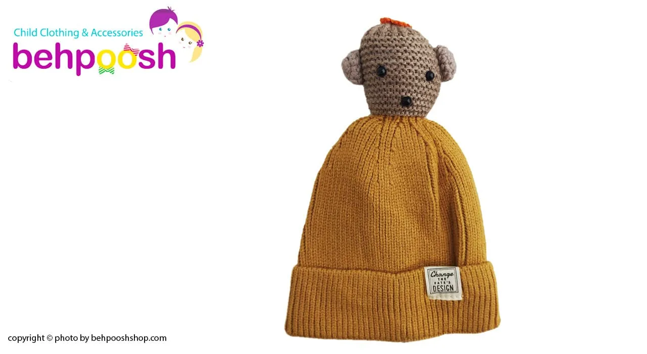 کلاه بافتنی کودک سر عروسکی زمستانی