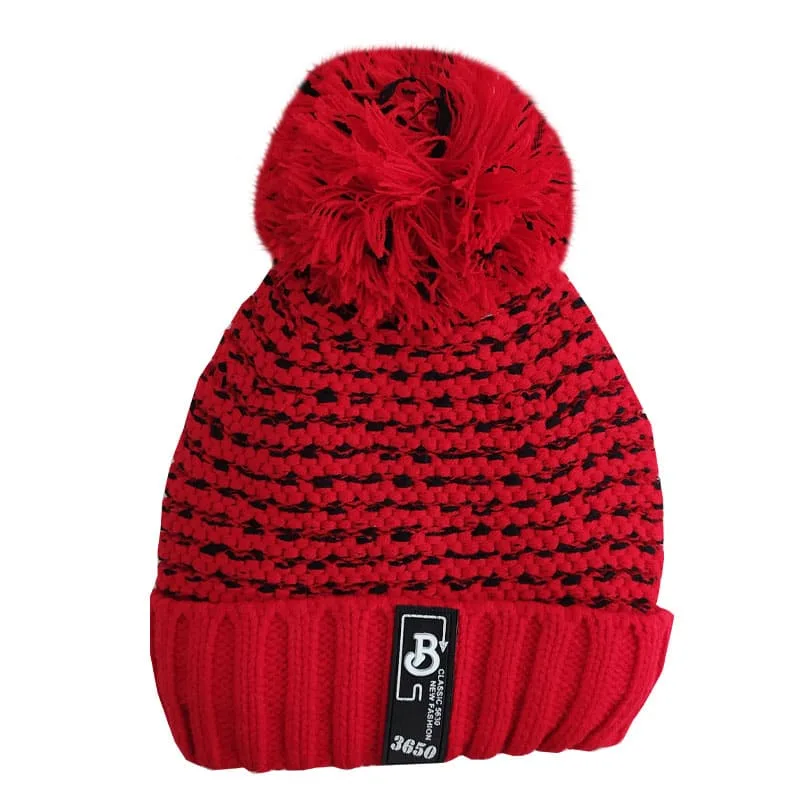 کلاه کودک بافت تک پوم کرکی لبه برگرد