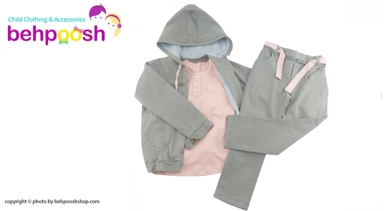 ست سویشرت کلاهدار دخترانه کتان