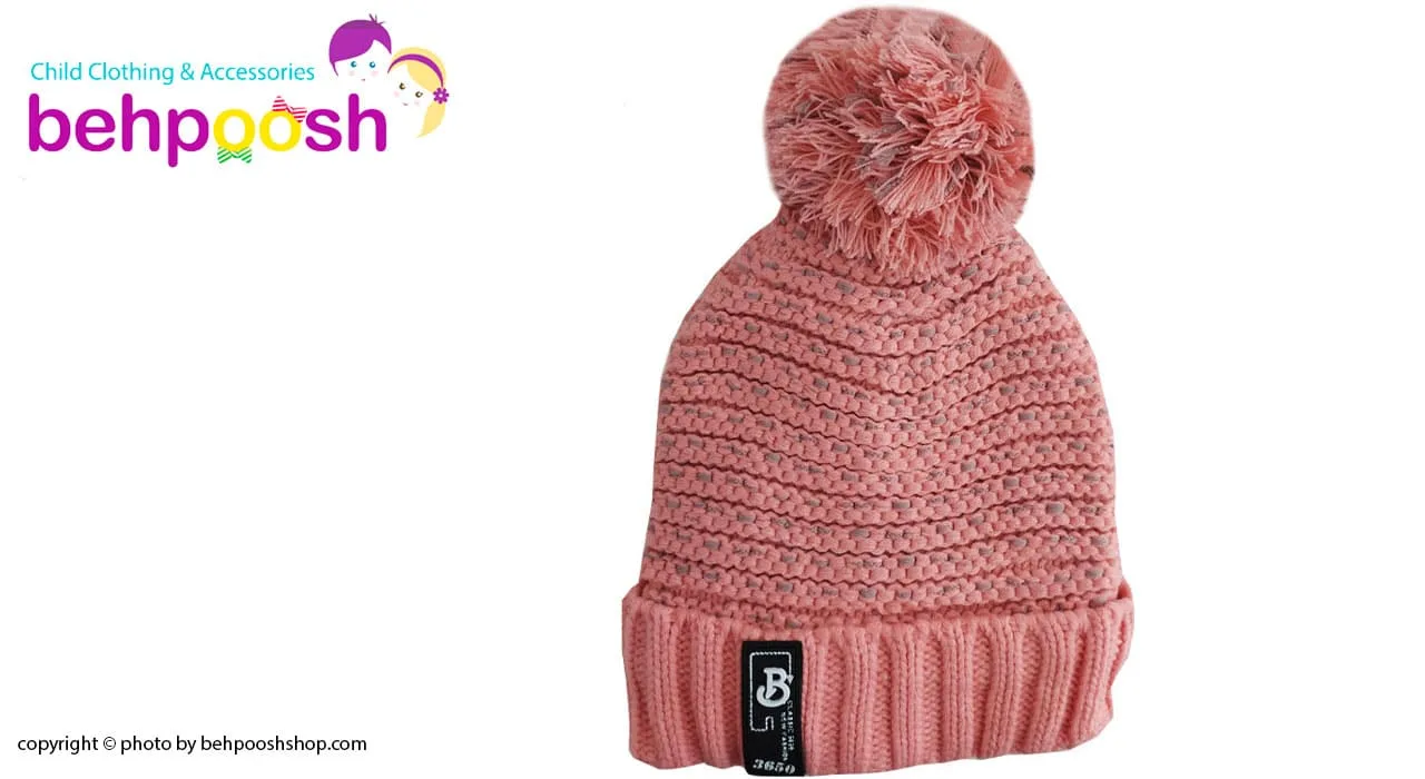 کلاه کودک بافت تک پوم کرکی لبه برگرد