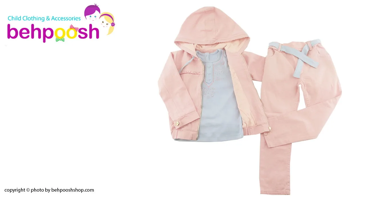 ست سویشرت کلاهدار دخترانه کتان