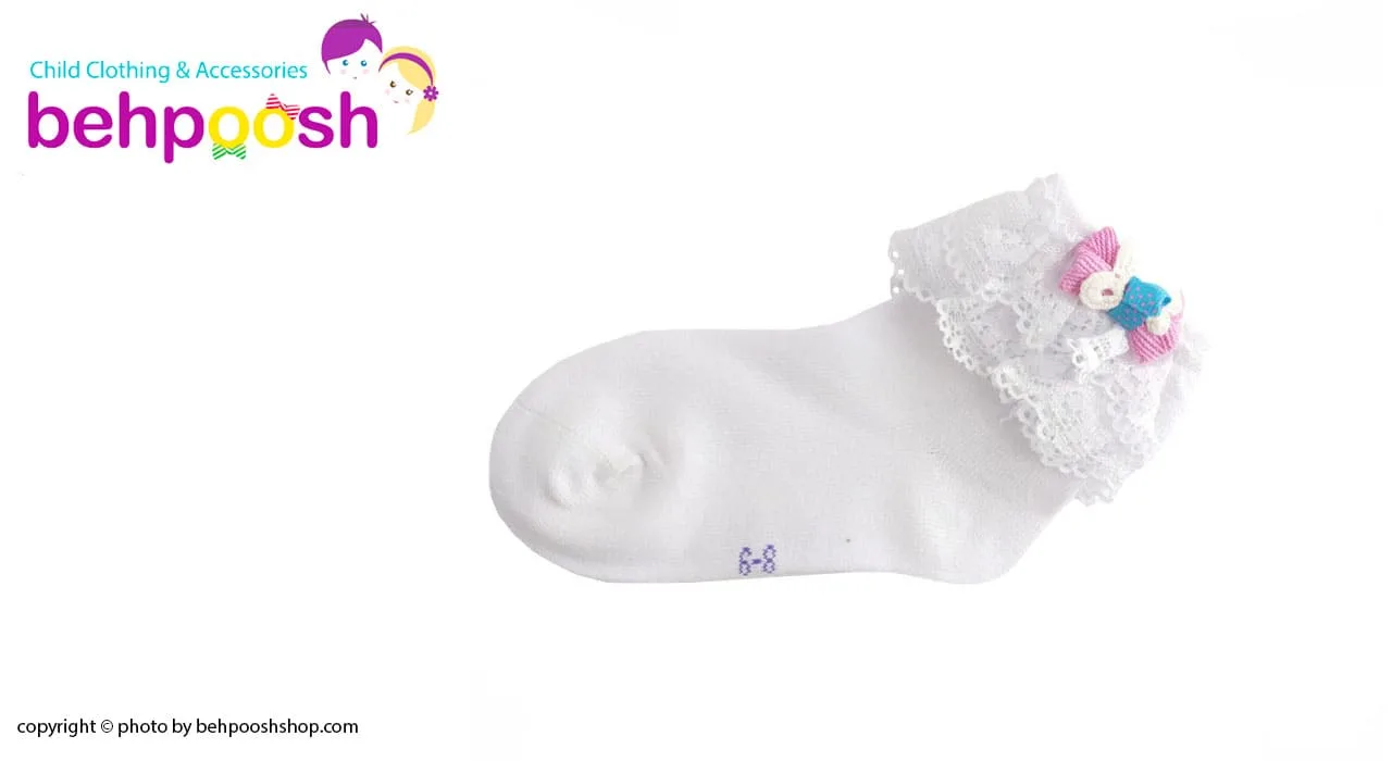 جوراب بچگانه دخترانه توری نخ پنبه