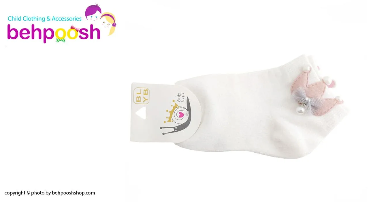 جوراب ساقدار طرح مرواریدی مارک حلزون سایز 4 تا 8 سال