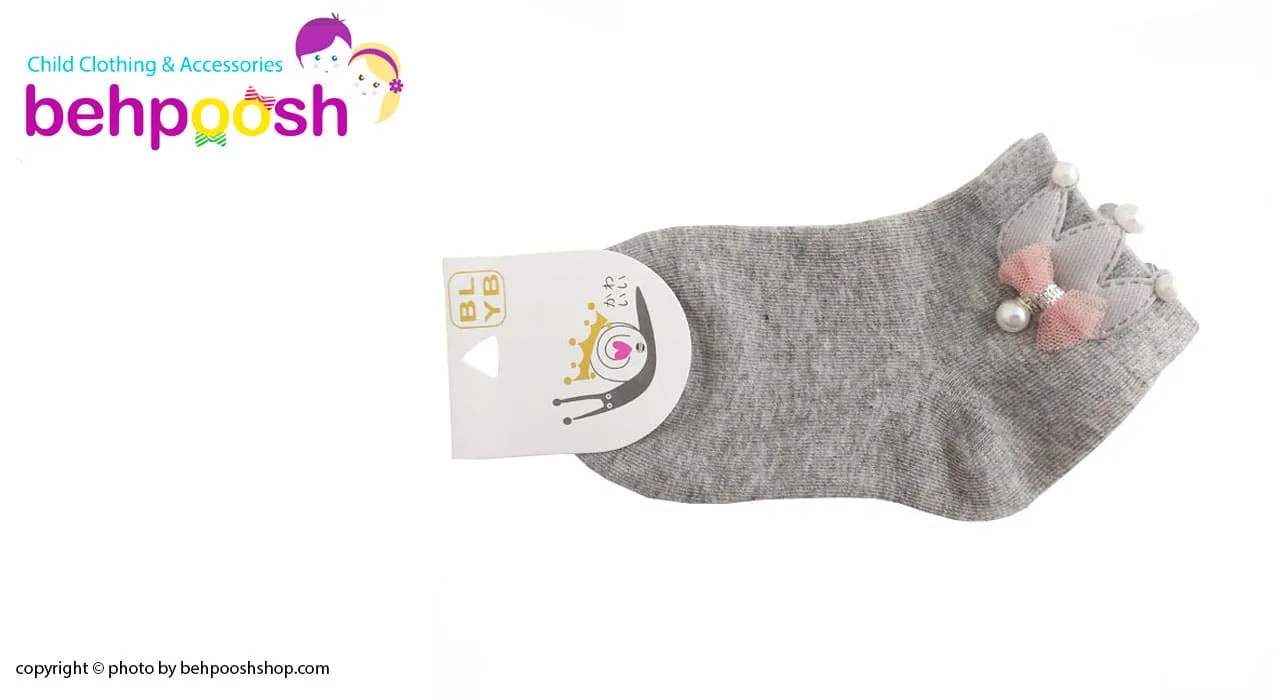 جوراب ساقدار طرح مرواریدی مارک حلزون سایز 4 تا 8 سال