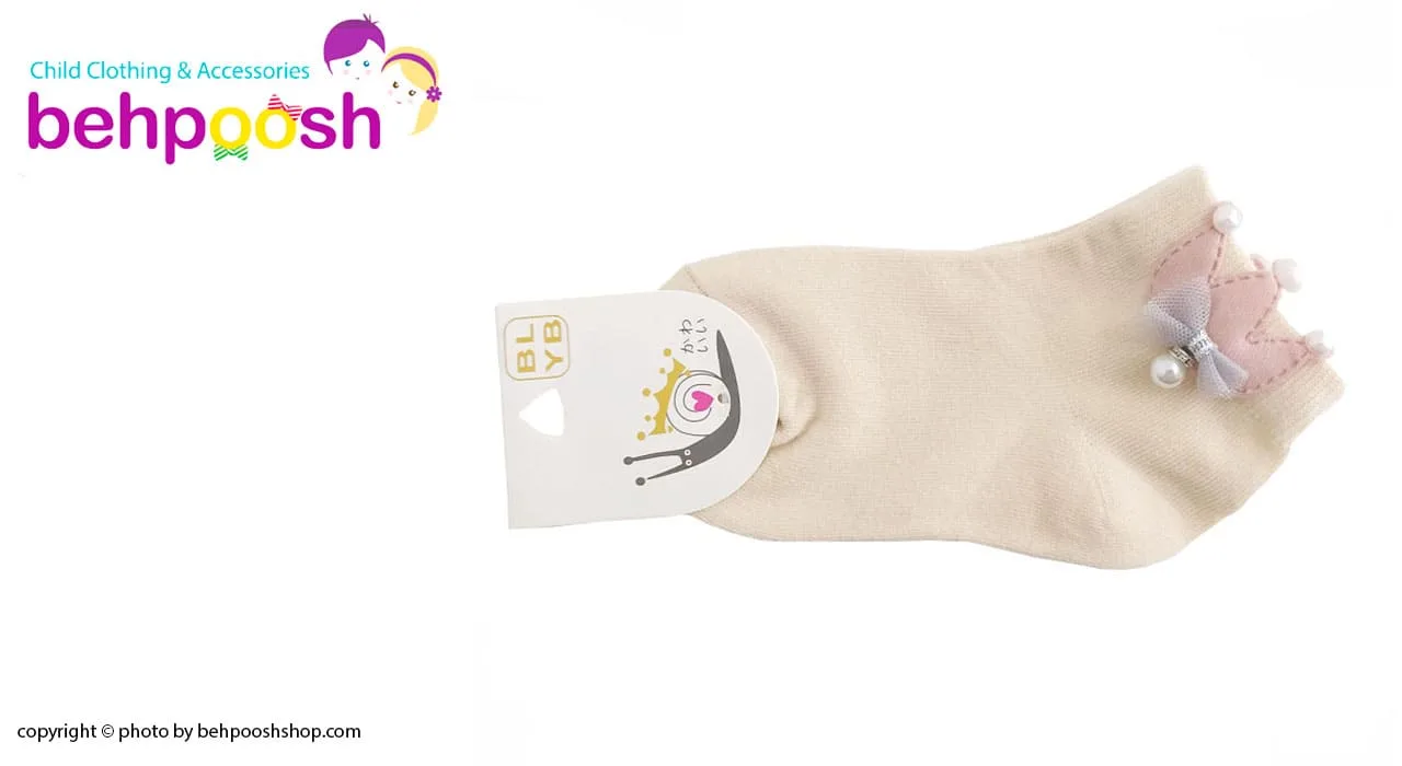 جوراب ساقدار طرح مرواریدی مارک حلزون سایز 4 تا 8 سال