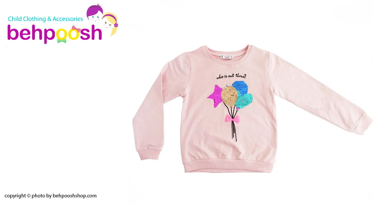 بلوز دخترانه آستین بلند طرح بادکنک پولکدار