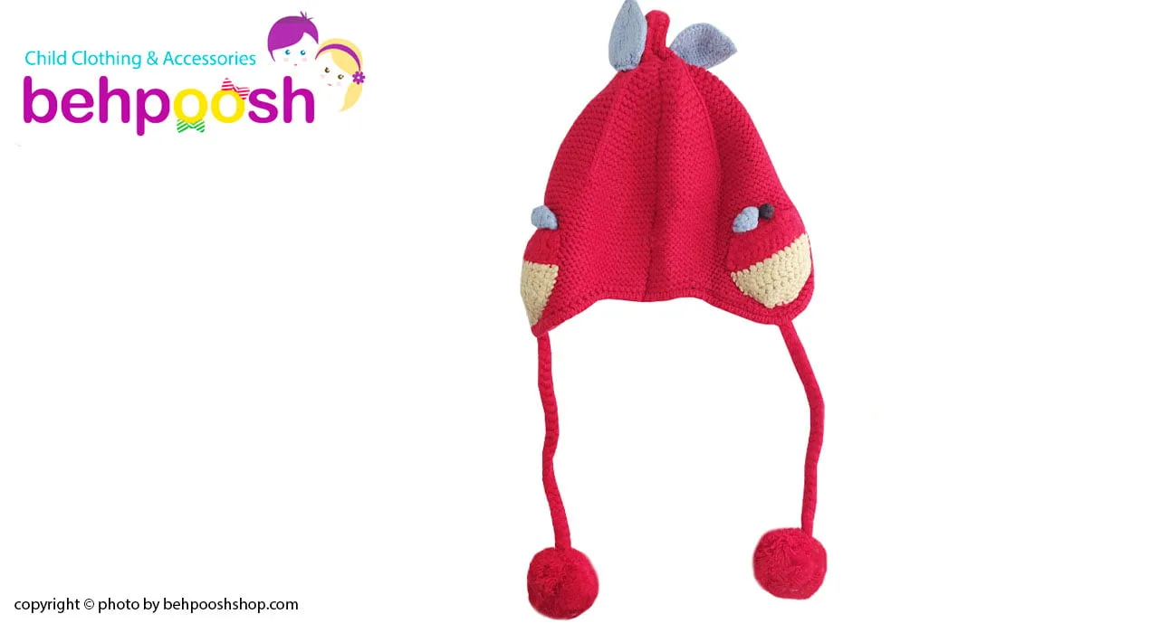 کلاه بافتنی بچگانه بنددار طرح گلابی