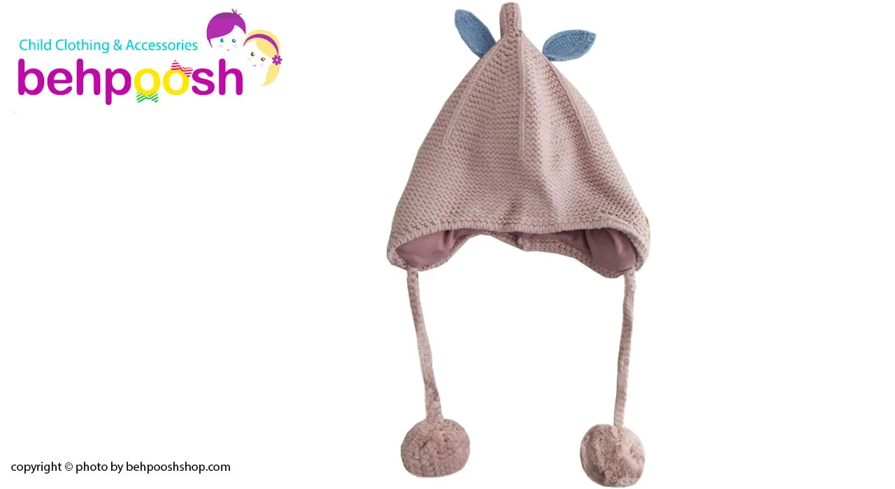 کلاه بافتنی بچگانه بنددار طرح گلابی