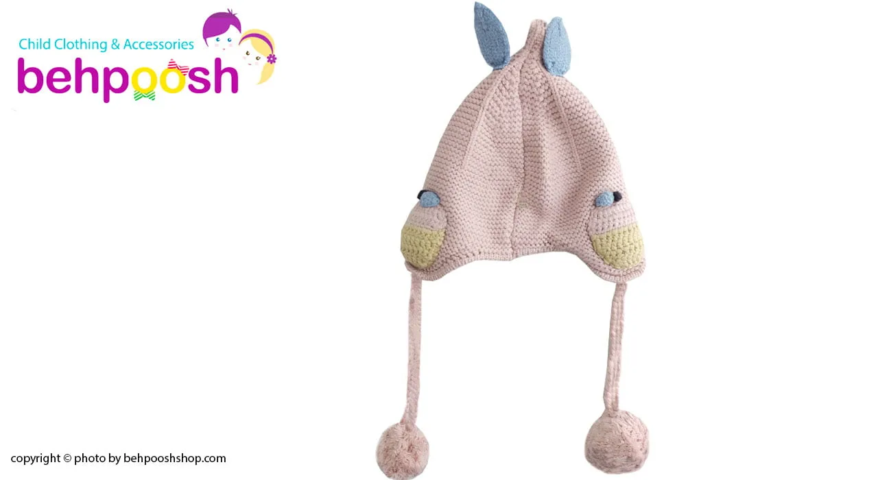 کلاه بافتنی بچگانه بنددار طرح گلابی