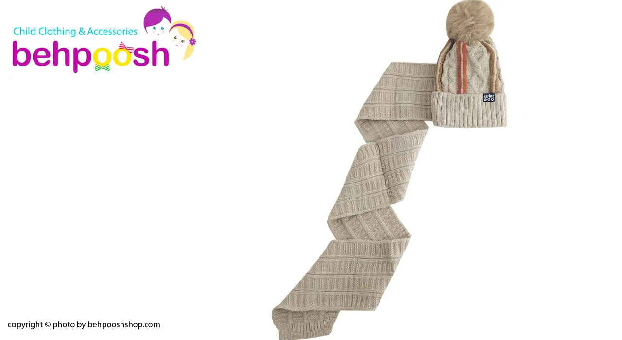 شال کلاه بافتنی بچگانه طرح راه راه