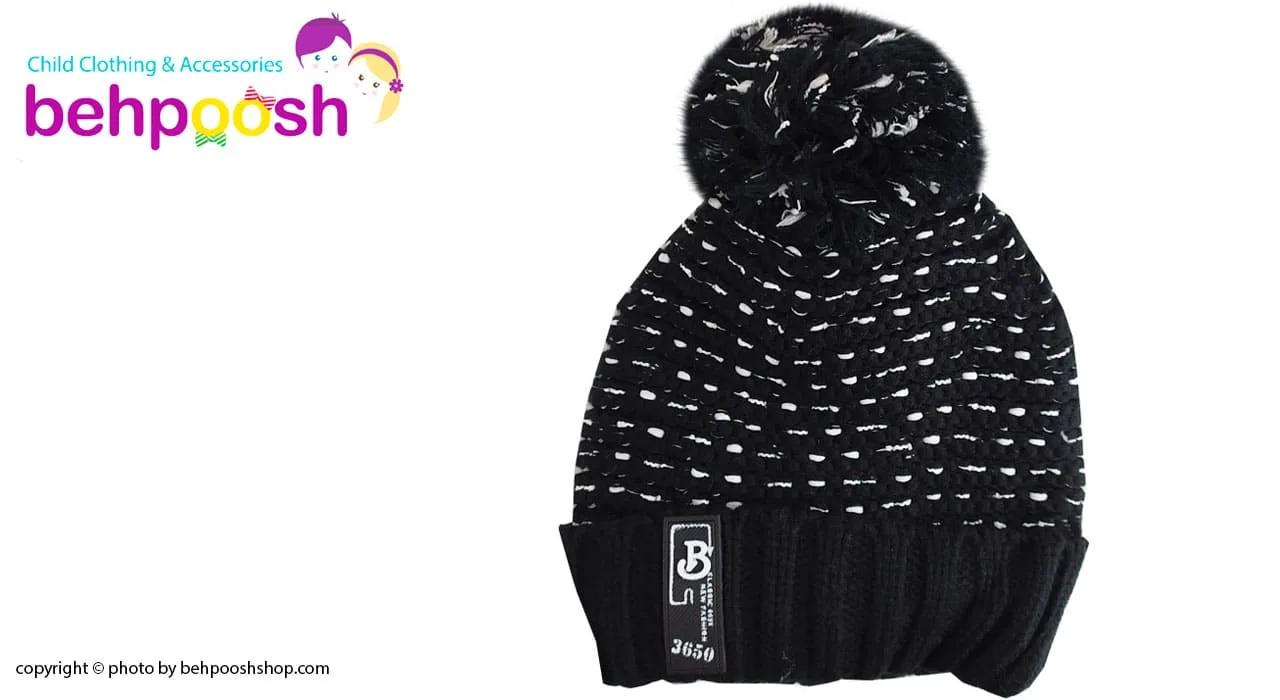 کلاه کودک بافت تک پوم کرکی لبه برگرد