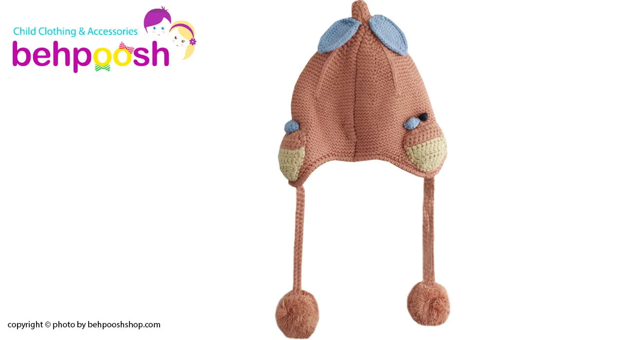 کلاه بافتنی بچگانه بنددار طرح گلابی