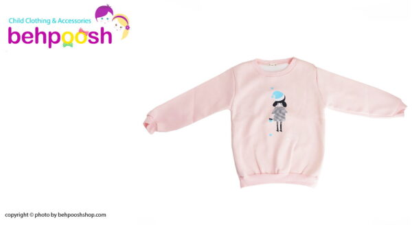 بلوز دخترانه آستین بلند طرح دختر قلبی